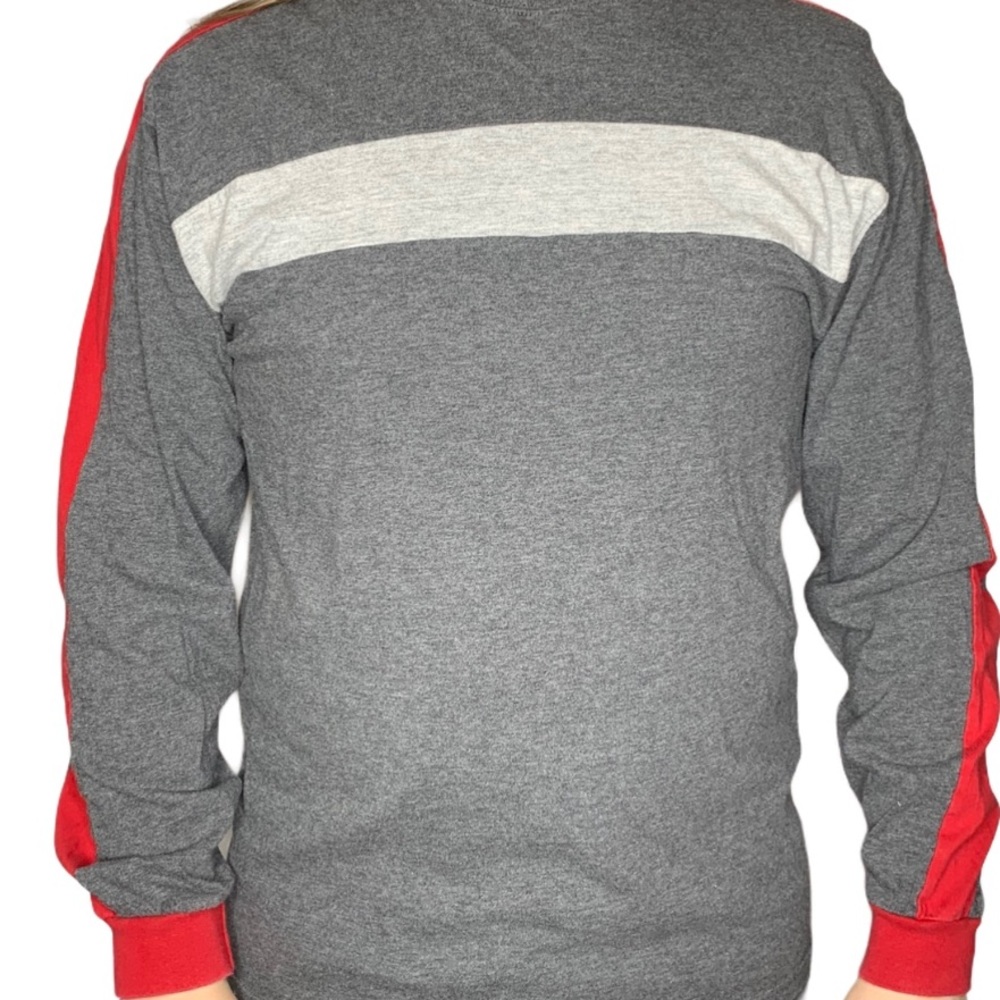 Gray and Red Long Sleeve Tee